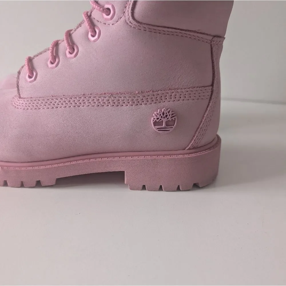 Timberland Girls' 6-inch Premium Pink Leather  Waterproof Boots (3)